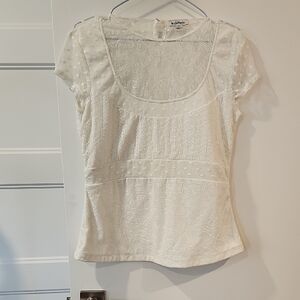 Le Chateau Cream Puff Sleeve Fitted Blouse